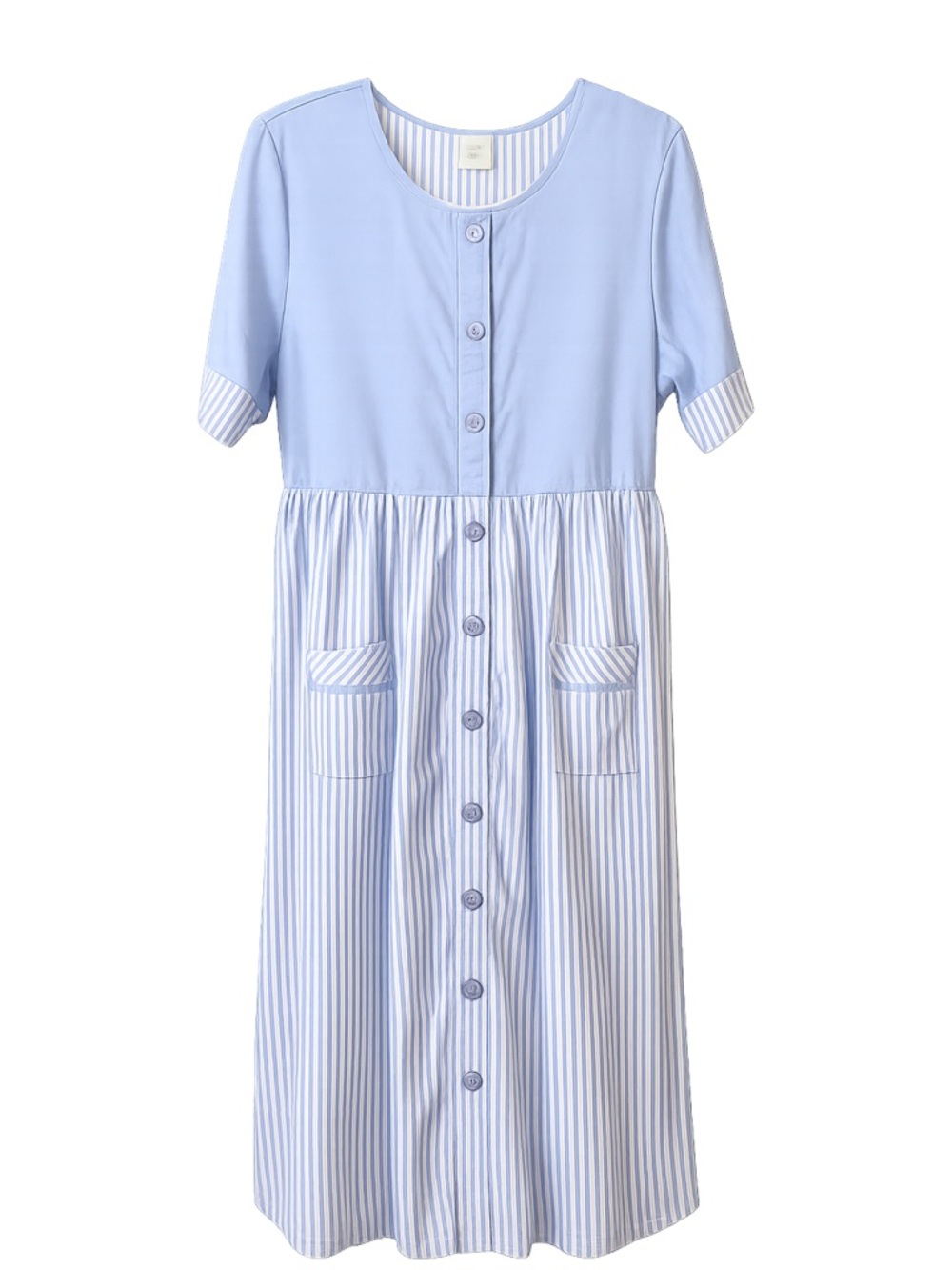 Bechamel Light Blue and White Striped Dress